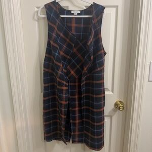 Plaid layered cardigan vest